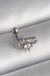 Mey İthalat® 316L Çelik Gümüş Renk Zirkon Taşlı Toplu İğne Tragus Piercing