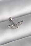Mey İthalat® 316L Çelik Gümüş Renk Zirkon Taş Detay Kanat Model Tragus Piercing