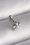 Mey İthalat® 316L Çelik Gümüş Renk Zirkon Taşlı Çiçek Model Tragus Piercing