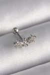 Mey İthalat® 316L Çelik Gümüş Renk Zirkon Taşlı Çiçek Tragus Piercing