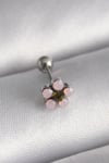 Mey İthalat® 316L Çelik Gümüş Renk Zirkon Taşlı Çiçek Tragus Piercing