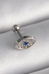 Mey İthalat® 316L Çelik Gümüş Renk Zirkon Taşlı Göz Tragus Piercing