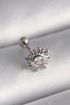 Mey İthalat® 316L Çelik Gümüş Renk Zirkon Taşlı Güneş Tragus Piercing