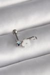 Mey İthalat® 316L Çelik Gümüş Renk Zirkon Taş Detay Beyaz Çiçek Model Tragus Piercing