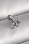 Mey İthalat® 316L Çelik Gümüş Renk Zirkon Taşlı Kurdele Tragus Piercing
