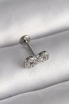 Mey İthalat® 316L Çelik Gümüş Renk Zirkon Taşlı Sonsuzluk Model Tragus Piercing