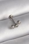 Mey İthalat® 316L Çelik Gümüş Renk Zirkon Taşlı Tragus Piercing