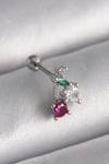 Mey İthalat® 316L Çelik Gümüş Renk Zirkon Taşlı Tragus Piercing