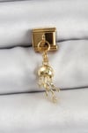 Mey İthalat® 316L Çelik Sallantılı Zirkon Taşlı Deniz Anası Model Gold Renk Nomination Charm