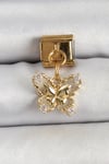 Mey İthalat® 316L Çelik Sallantılı Zirkon Taşlı Kelebek Model Gold Renk Nomination Charm