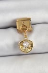 Mey İthalat® 316L Çelik Sallantılı Zirkon Taşlı İstiridye Model Gold Renk Nomination Charm