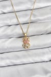 Mey İthalat® 316L Çelik Zincir Gold Renk Teddy Bear Model Zirkon Taşlı Kadın Kolye