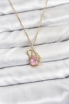 Mey İthalat® 316L Çelik Zincir Gold Renk Pembe Kuğu Model Zirkon Taşlı Kadın Kolye