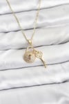 Mey İthalat® 316L Çelik Zincir Gold Renk Kilit Anahtar Model Zirkon Taşlı Kadın Kolye