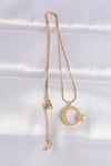 Mey İthalat® 316L Çelik Zincir Gold Renk Ay Yıldız Unisex Kolye