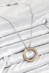 Mey İthalat® 316L Çelik Zirkon Taşlı Dönen Daire Model Gold Ve Gümüş Renk Kadın Kolye