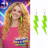 Mey İthalat® 80’ler 90'lar Retro Neon Yeşil Şimşek Küpe 10 cm