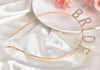 Mey İthalat® Altın Gold Renk Bekarlığa Veda Kristal Taş Bride Tacı İthal 16x10 cm