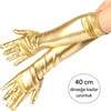 Mey İthalat® Altın Renk Dirsek Altı Lüks Saten Eldiven 40 cm