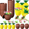 Mey İthalat® Ananas & Hindistan Cevizi Tasarımlı Pipetli Bardak Seti (6 Adet)