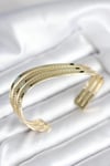 Mey İthalat® Eğik Şerit Model Gold Renk Pirinç Kadın Bileklik