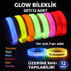 Mey İthalat® Glow Kalın Bileklik 12’li Set | Baskıya Uygun Renkli Model