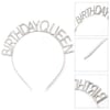 Mey İthalat® Gümüş Renk Kristal Taşlı Parlak Birthday Queen Yazılı Kraliçe Taç 16x17 cm