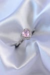 Mey İthalat® Gümüş Renk Pembe Zirkon Taşlı Kalp Charm Model Pirinç Kadın Yüzük