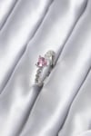 Mey İthalat® Gümüş Renk Zirkon Taşlı Pembe Kristal Kalp Model Kadın Yüzük