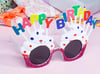Mey İthalat® Happy Birthday Yazılı Beyaz Fuşya Renk Beyaz Pastalı Parti Gözlüğü 12x7 cm