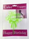 Mey İthalat® Happy Birthday Yazılı Fiyonklu Pasta Kek Çubuğu Yeşil Renk