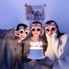 Mey İthalat® Happy Birthday Yazılı Pembe Fuşya Renk Pembe Pastalı Parti Gözlüğü 12x7 cm