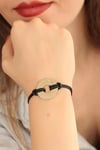 Mey İthalat® HAPPY (Mutlu) Siyah Deri İpli Unisex Mood Bileklik