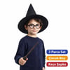 Mey İthalat® Harry Potter Tarzı Çocuk Seti (Siyah Keçe Şapka, Asa, Gözlük)