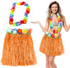 Mey İthalat® Hawaii Luau Aloha Turuncu Püsküllü 40 cm Etek ve Hawaii Kolye Seti