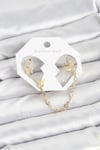 Mey İthalat® Kelebek Model Pirinç Gold Renk Zincir Bağlantılı Ear Cuff Küpe Seti
