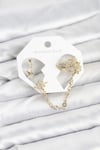 Mey İthalat® Kutup Yıldızı Model Pirinç Gold Renk Zincir Bağlantılı Ear Cuff Küpe Seti