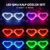 Mey İthalat® LED Işıklı Kalp Glow Pilli Parti Gözlüğü – 6 Adet / 5 Renk Set