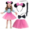 Mey İthalat® Minnie Kostüm Seti (Pembe Tütü Etek + Pembe Taç + Papyon + Kuyruk)