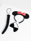 Mey İthalat® Minnie Mouse Kostüm Seti Taç Kuyruk Papyon Gösteri Seti
