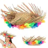 Mey İthalat® Naturel Renk Püsküllü Örme Hasır Hawaii Luau Aloha Şapka 13x36 cm