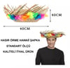Mey İthalat® Naturel Renk Püsküllü Örme Hasır Hawaii Luau Aloha Şapka 13x36 cm