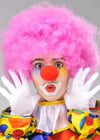 Mey İthalat® Pembe Renk Kıvırcık Afro Bonus Peruk Takma Saç ve Kırmızı Burun Seti