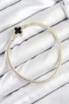 Mey İthalat® Pirinç Charm Zirkon Taşlı Yonca Model Gold Renk Kadın Bileklik