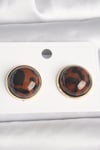 Mey İthalat® Pirinç Gold Renk 3D Daire Leopar Model Kadın Küpe