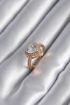 Mey İthalat® Pirinç Gold Renk Zirkon Taşlı Kalp Charm Model Kadın Yüzük