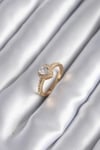 Mey İthalat® Pirinç Gold Renk Zirkon Taşlı Kalp Charm Model Kadın Yüzük