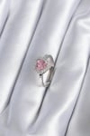Mey İthalat® Pirinç Gümüş Renk Pembe Zirkon Taşlı Charm Model Kadın Yüzük