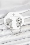 Mey İthalat® Pirinç Gümüş Renk Yılan Model Zincir Bağlantılı Ear Cuff Küpe Seti