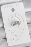Mey İthalat® Pirinç Gümüş Renk Zirkon Taşlı 3'Lü Sıralı Kadın Kıkırdak Küpe